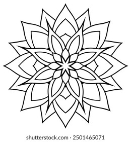 Mandala line art silhouette with white background