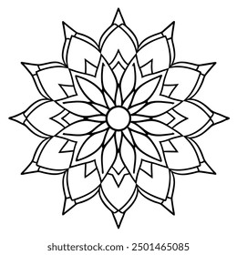 Mandala line art silhouette with white background