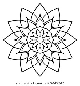 Mandala line art silhouette with white background