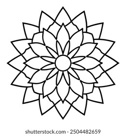 Mandala line art silhouette with white background