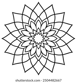 Mandala line art silhouette with white background