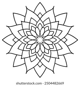 Mandala line art silhouette with white background