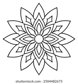Mandala line art silhouette with white background