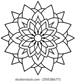 Mandala line art silhouette with white background
