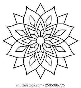 Mandala line art silhouette with white background