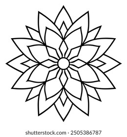 Mandala line art silhouette with white background