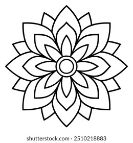 Silhueta de arte de linha Mandala com fundo branco