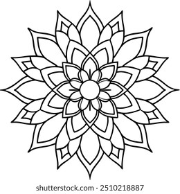 Mandala line art silhouette with white background