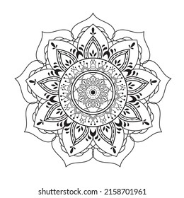 Mandala line art and vector. Circular pattern in form of mandala with flower for Henna, 
Mehndi, tattoo, decoration. Decorative ornament in
ethnic oriental style.