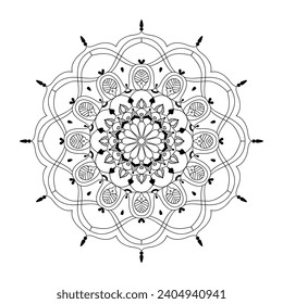 mandala line art vector decoration on white background