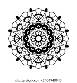 mandala line art vector decoration on white background
