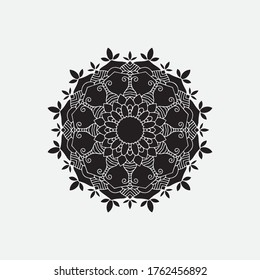 Mandala line black vector image template