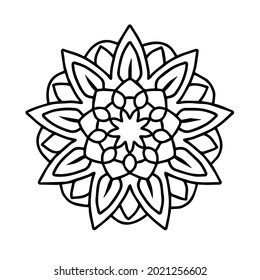 Mandala line doodle art flower decoration coloring book vector template