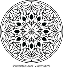 Mandala Line Drawing Design, Arts Mandala Line, Mandala. Round Ornament Pattern, Mandala design