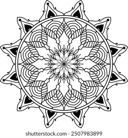 Mandala Línea de Diseño de Dibujo, Artes Mandala Línea, Mandala. Patrón de ornamento redondo, diseño de mandala