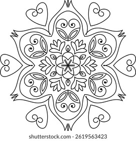 Mandala Line Drawing Design And Mandala ornament illustration