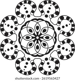 Mandala Line Drawing Design And Mandala ornament illustration