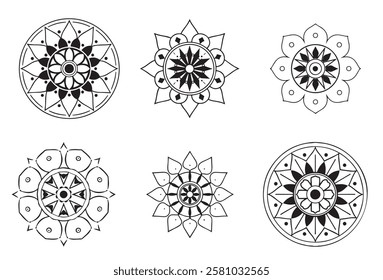 Mandala Line Drawing Design,Mega mandala bundle for coloring book interior,Mandala pattern colored background. Vector illustration.