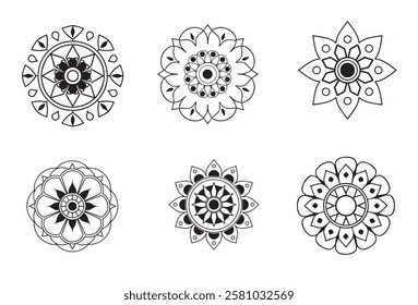 Mandala Line Drawing Design,Mega mandala bundle for coloring book interior,Mandala pattern colored background. Vector illustration.