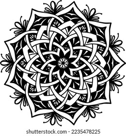 Mandala Line Drawn Pattern Background for coloring page, invitation card decoration, wedding, henna and tattoo.