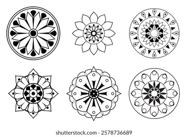 Mandala Line Frame Background,Mega mandala bundle for coloring book interior.