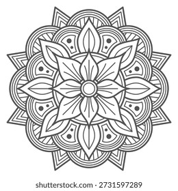 Mandala line icon. Mystic eastern tattoo round ornament