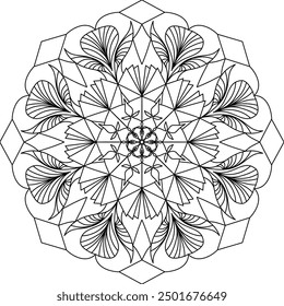 Mandala Line Illustration,  Perfect set for surface of design, textiles, posters, tattoos in indian yoga style, Mandala Line Drawing Design. bundle for coloring book interior. Round Ornament Pattern