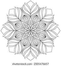 Mandala Line Illustration,  Perfect set for surface of design, textiles, posters, tattoos in indian yoga style, Mandala Line Drawing Design. bundle for coloring book interior. Round Ornament Pattern