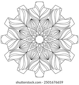 Mandala Line Illustration,  Perfect set for surface of design, textiles, posters, tattoos in indian yoga style, Mandala Line Drawing Design. bundle for coloring book interior. Round Ornament Pattern