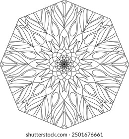 Mandala Line Illustration,  Perfect set for surface of design, textiles, posters, tattoos in indian yoga style, Mandala Line Drawing Design. bundle for coloring book interior. Round Ornament Pattern