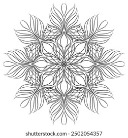 Mandala Line Illustration,  Perfect set for surface of design, textiles, posters, tattoos in indian yoga style, Mandala Line Drawing Design. bundle for coloring book interior. Round Ornament Pattern