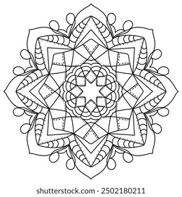 Mandala Line Illustration,  Perfect set for surface of design, textiles, posters, tattoos in indian yoga style, Mandala Line Drawing Design. bundle for coloring book interior. Round Ornament Pattern