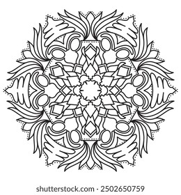 Mandala Line Illustration,  Perfect set for surface of design, textiles, posters, tattoos in indian yoga style, Mandala Line Drawing Design. bundle for coloring book interior. Round Ornament Pattern