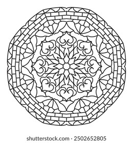 Mandala Line Illustration,  Perfect set for surface of design, textiles, posters, tattoos in indian yoga style, Mandala Line Drawing Design. bundle for coloring book interior. Round Ornament Pattern