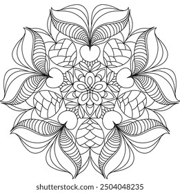 Mandala Line Illustration,  Perfect set for surface of design, textiles, posters, tattoos in indian yoga style, Mandala Line Drawing Design. bundle for coloring book interior. Round Ornament Pattern