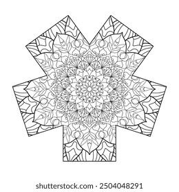 Mandala Line Illustration,  Perfect set for surface of design, textiles, posters, tattoos in indian yoga style, Mandala Line Drawing Design. bundle for coloring book interior. Round Ornament Pattern