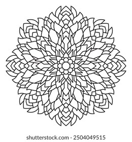 Mandala Line Illustration,  Perfect set for surface of design, textiles, posters, tattoos in indian yoga style, Mandala Line Drawing Design. bundle for coloring book interior. Round Ornament Pattern