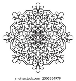 Mandala Line Illustration,  Perfect set for surface of design, textiles, posters, tattoos in indian yoga style, Mandala Line Drawing Design. bundle for coloring book interior. Round Ornament Pattern