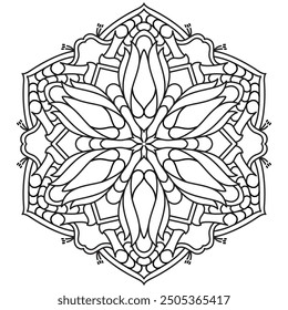 Mandala Line Illustration,  Perfect set for surface of design, textiles, posters, tattoos in indian yoga style, Mandala Line Drawing Design. bundle for coloring book interior. Round Ornament Pattern