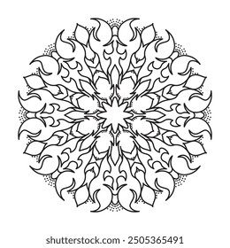 Mandala Line Illustration,  Perfect set for surface of design, textiles, posters, tattoos in indian yoga style, Mandala Line Drawing Design. bundle for coloring book interior. Round Ornament Pattern