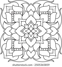 Mandala Line Illustration,  Perfect set for surface of design, textiles, posters, tattoos in indian yoga style, Mandala Line Drawing Design. bundle for coloring book interior. Round Ornament Pattern