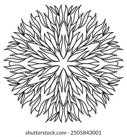 Mandala Line Illustration,  Perfect set for surface of design, textiles, posters, tattoos in indian yoga style, Mandala Line Drawing Design. bundle for coloring book interior. Round Ornament Pattern