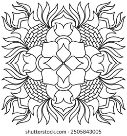 Mandala Line Illustration,  Perfect set for surface of design, textiles, posters, tattoos in indian yoga style, Mandala Line Drawing Design. bundle for coloring book interior. Round Ornament Pattern