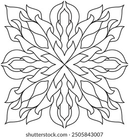 Mandala Line Illustration,  Perfect set for surface of design, textiles, posters, tattoos in indian yoga style, Mandala Line Drawing Design. bundle for coloring book interior. Round Ornament Pattern