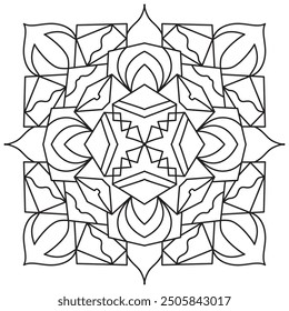 Mandala Line Illustration,  Perfect set for surface of design, textiles, posters, tattoos in indian yoga style, Mandala Line Drawing Design. bundle for coloring book interior. Round Ornament Pattern