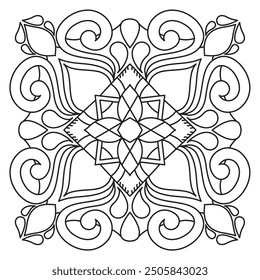 Mandala Line Illustration,  Perfect set for surface of design, textiles, posters, tattoos in indian yoga style, Mandala Line Drawing Design. bundle for coloring book interior. Round Ornament Pattern