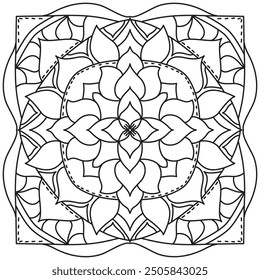 Mandala Line Illustration,  Perfect set for surface of design, textiles, posters, tattoos in indian yoga style, Mandala Line Drawing Design. bundle for coloring book interior. Round Ornament Pattern