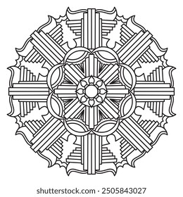 Mandala Line Illustration,  Perfect set for surface of design, textiles, posters, tattoos in indian yoga style, Mandala Line Drawing Design. bundle for coloring book interior. Round Ornament Pattern