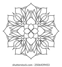 Mandala Line Illustration,  Perfect set for surface of design, textiles, posters, tattoos in indian yoga style, Mandala Line Drawing Design. bundle for coloring book interior. Round Ornament Pattern