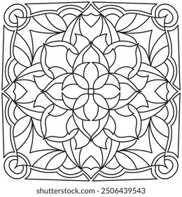 Mandala Line Illustration,  Perfect set for surface of design, textiles, posters, tattoos in indian yoga style, Mandala Line Drawing Design. bundle for coloring book interior. Round Ornament Pattern